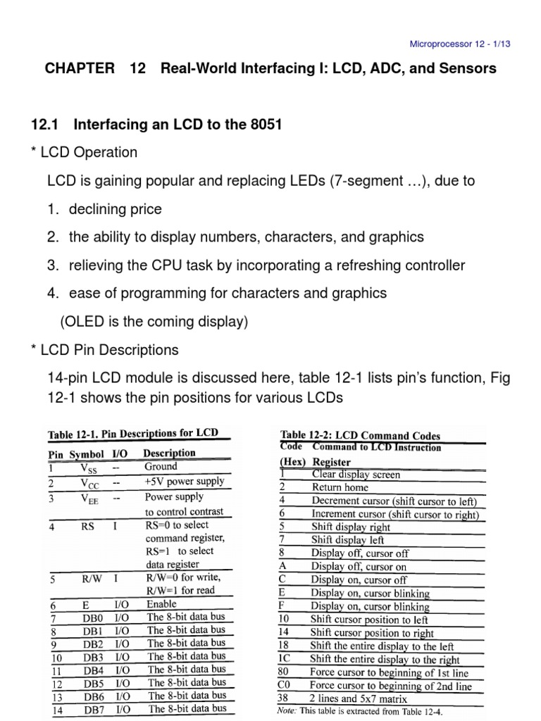 CHAPTER 12 Real-World Interfacing I: LCD, ADC, and Sensors | PDF ...