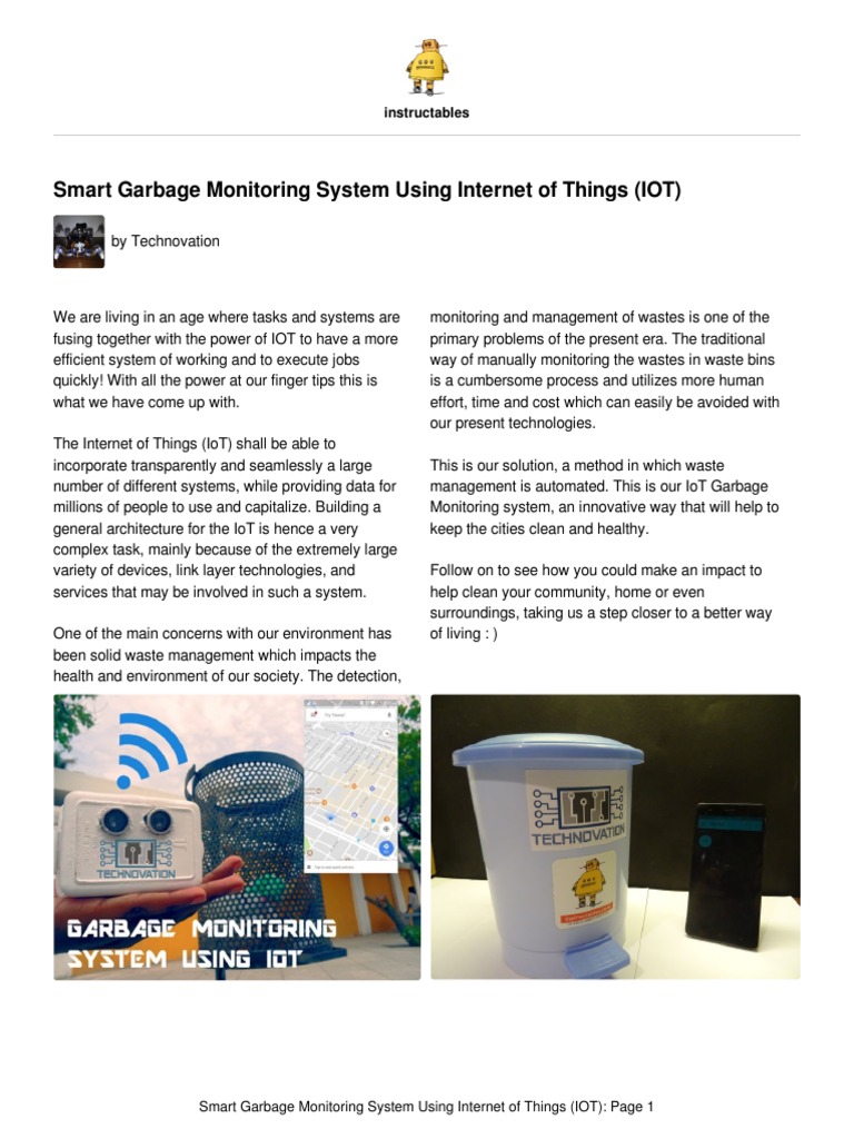 IoT-Based Smart Garbage Monitoring System | PDF | Internet Of Things ...