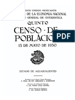 Quinto Censo de Población Aguascalientes Mexico 1930 PDF