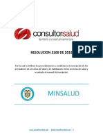 Resolucion 3100 de 2019 Nueva Habilitacion de Servicios de Salud y Registro de Prestadores PDF