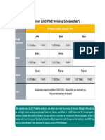 Workshop Schedule 11-2019