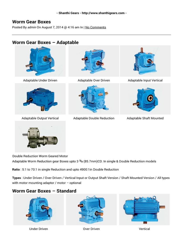 Shanthi Gears Worm Gear Boxes Shanthi Gears PDF