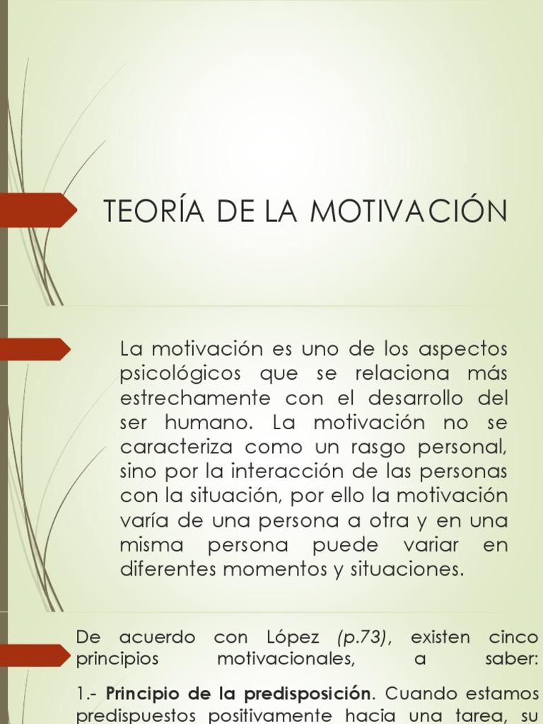 Principios y Teorías de la Motivación | PDF | Motivación | Motivacional