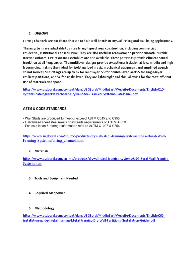 Furring Channel Installation for Drywall | PDF | Drywall | Wall