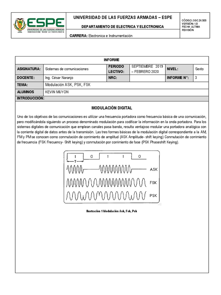 Informe Ask PSK FSK | PDF | Modulación | Radio
