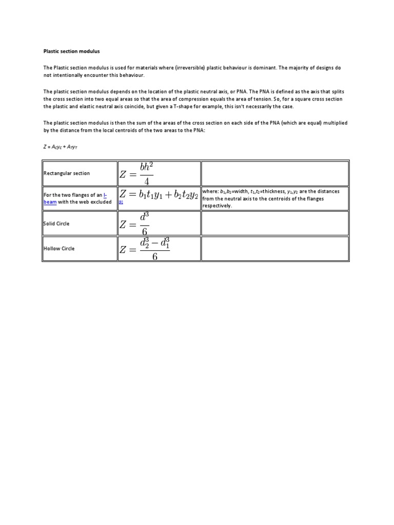 Plastic Section Modulus | PDF