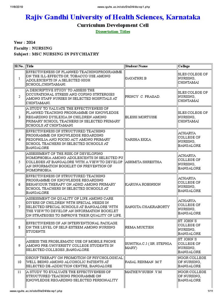 nursing thesis problem statement