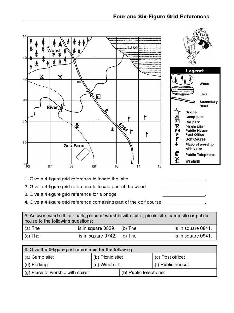 Four And Six Figure Grid References Worksheet Leisure Nature