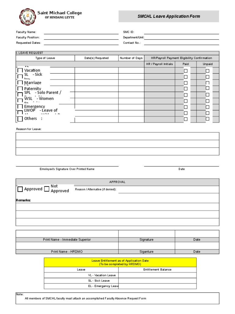 SMC Leave Request Form | PDF