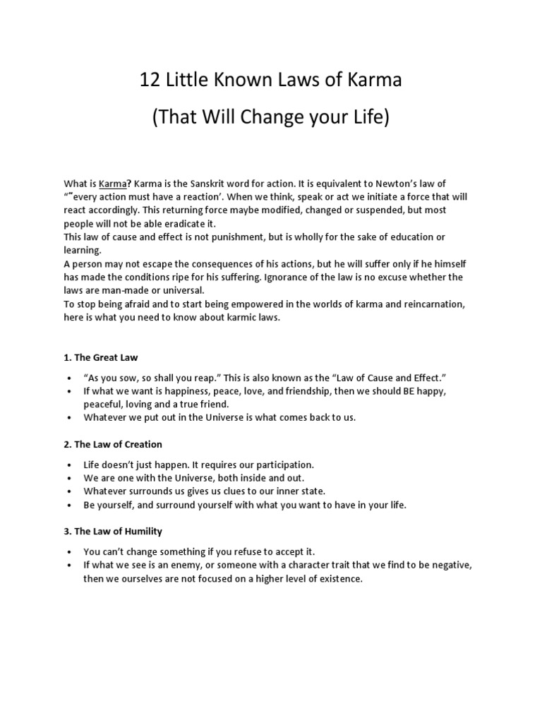 12 Little Known Karma Laws Explained | PDF | Karma | Metaphysics Of Mind