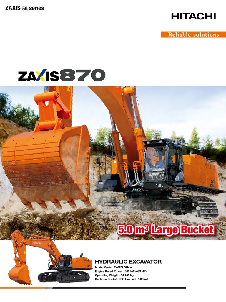 ZX870LCH-5G Excavator Specifications | PDF | Engines
