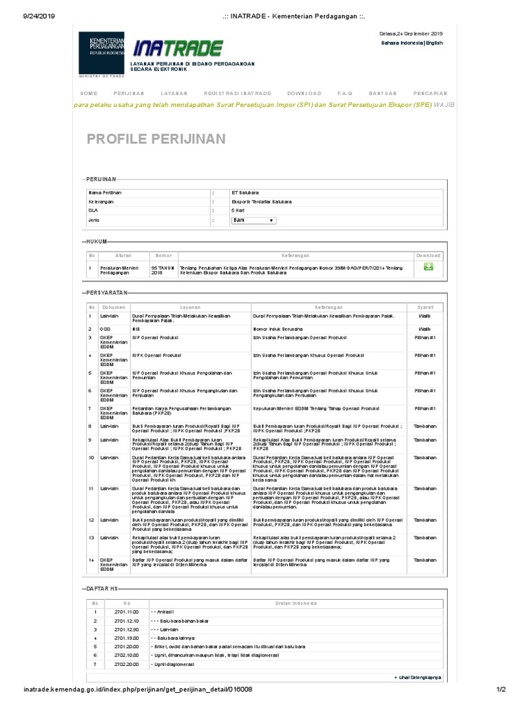 INATRADE - Kementerian Perdagangan | PDF