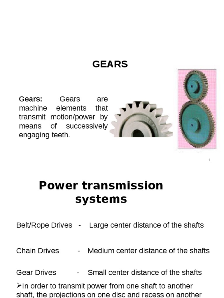 Topic1Introduction To Gears PDF PDF Gear Belt (Mechanical)