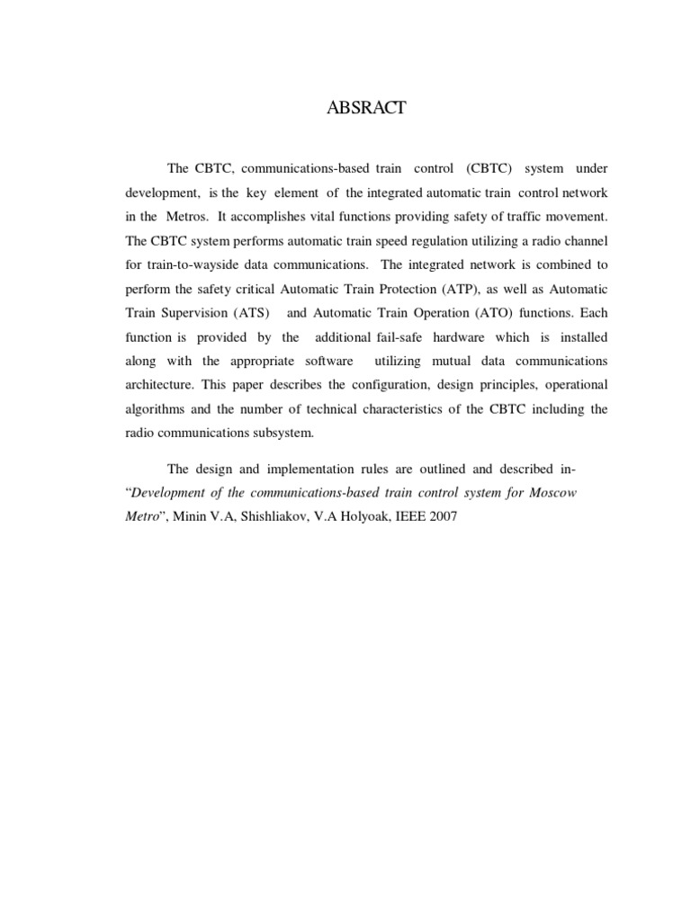 Communications Based Train Control (CBTC) | PDF | Rail Infrastructure ...
