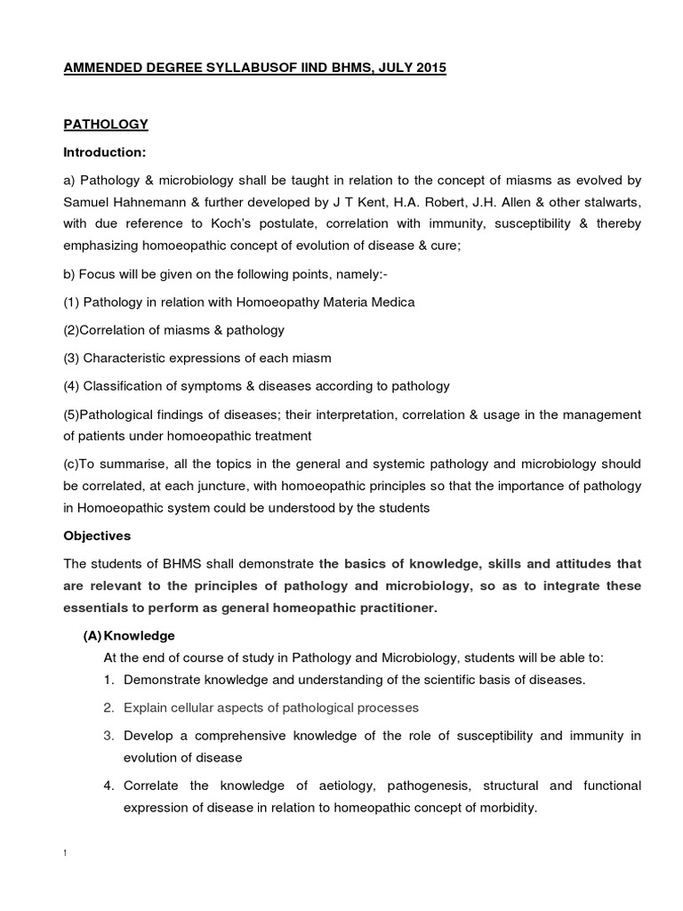2nd Year BHMS Amended Syllabus 2016 310117 | PDF | Homeopathy ...