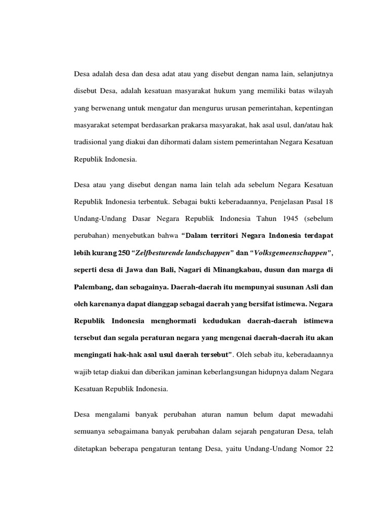 Desa Adalah Desa Dan Desa Adat Atau Yang Disebut Dengan Nama Lain Pdf