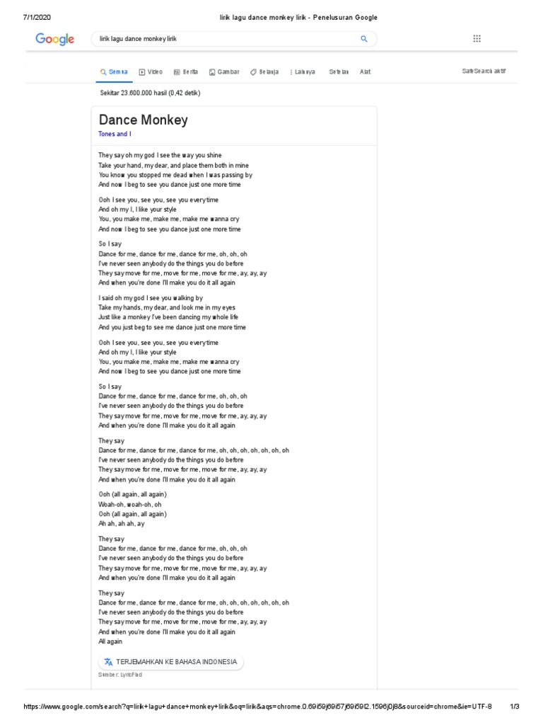 Lirik Lagu Dance Monkey Lirik Penelusuran Google Business