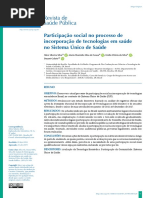 Participação social no processo de incorporação de tecnologias em saúde no Sistema Único de Saúde