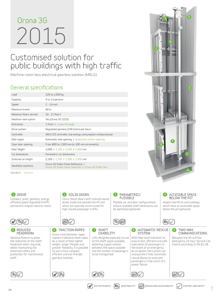Orona 3G Gearless Lift Specifications | PDF | Elevator | Vehicles