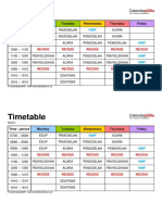 Timetable Monday To Friday 2 On 1 Page in Colour
