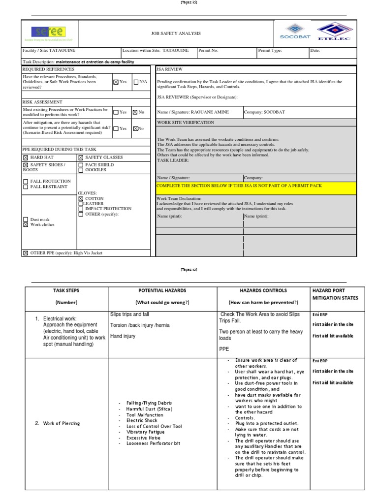 Job Safety Analysis for HVAC Maintenance | PDF | Personal Protective ...
