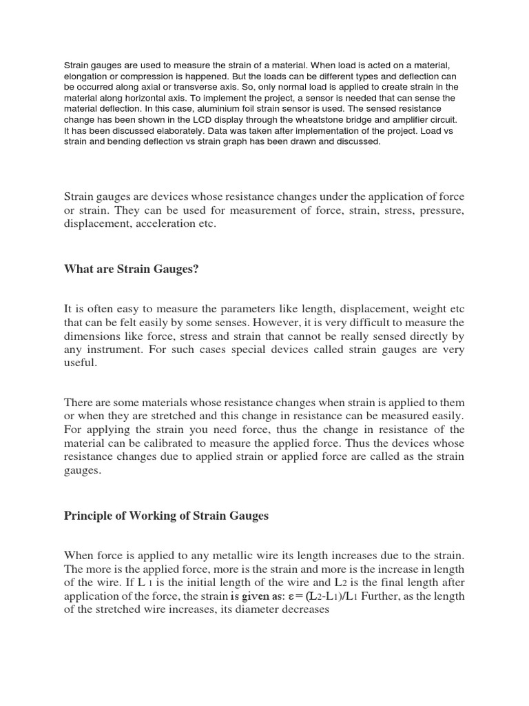 Understanding Strain Gauges and Their Applications | PDF | Deformation ...