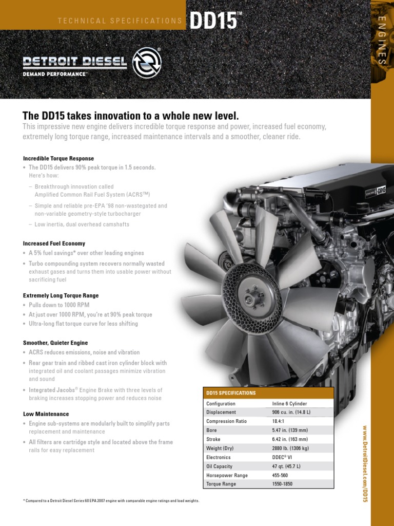 dd15 Specs PDF Horsepower Engines