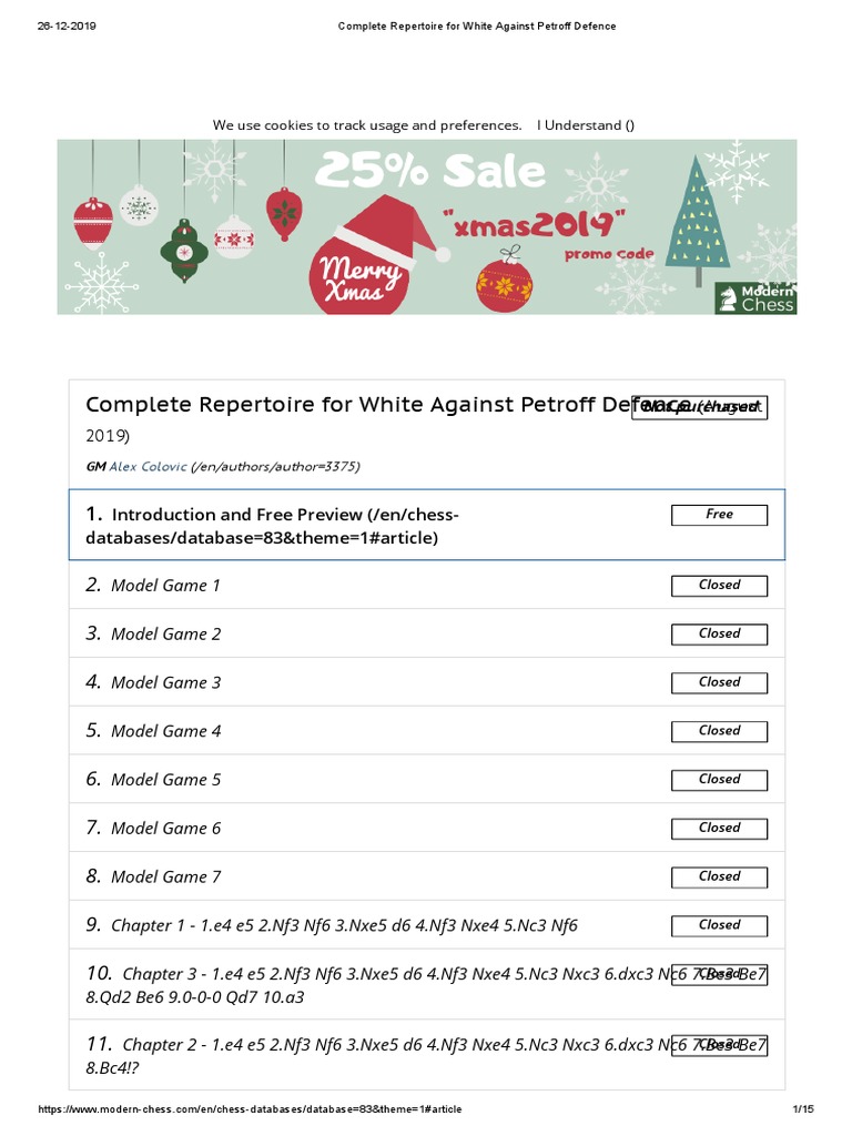 Complete Repertoire For White Against Petroff Defence | PDF | Chess ...