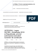 Integral - Legea 50 - 1991, Actualizata 2019 Si Republicata, Privind Autorizarea Executarii Lucrarilor de Constructii