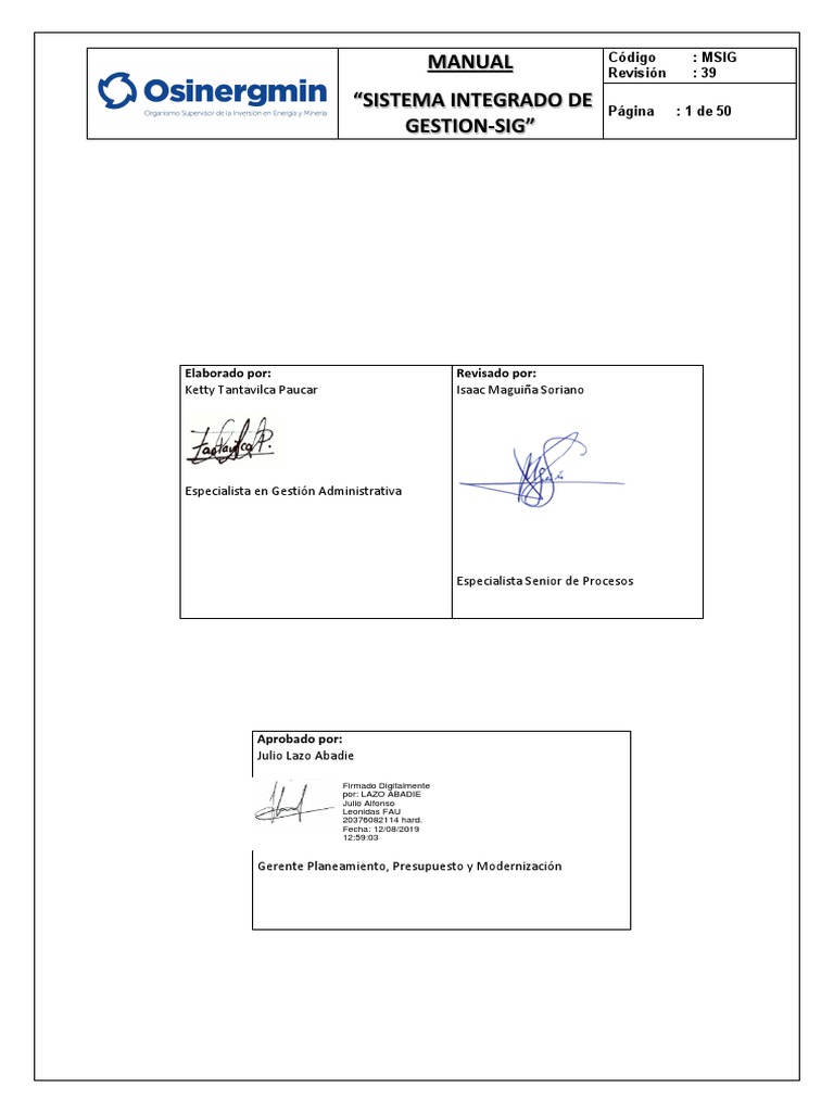 Manual del Sistema Integrado de Gestión | PDF | Sistema de información ...