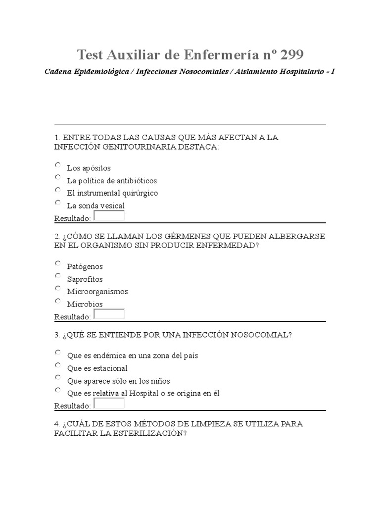 42 nuevos test de auxiliar de enfermeria