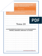 Tema 20 - Proceso Penal. Ordinario, Abreviado y Jurado PDF