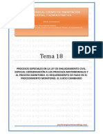 Tema 18 - Proceso Civil. Especiales PDF