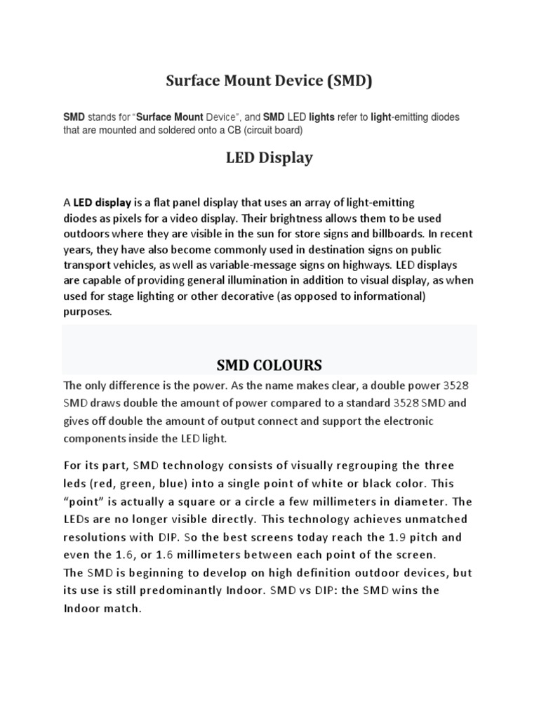 SMD LED Display Technology Guide | PDF | Light Emitting Diode | Transmitter