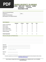 Internship Assessment Form