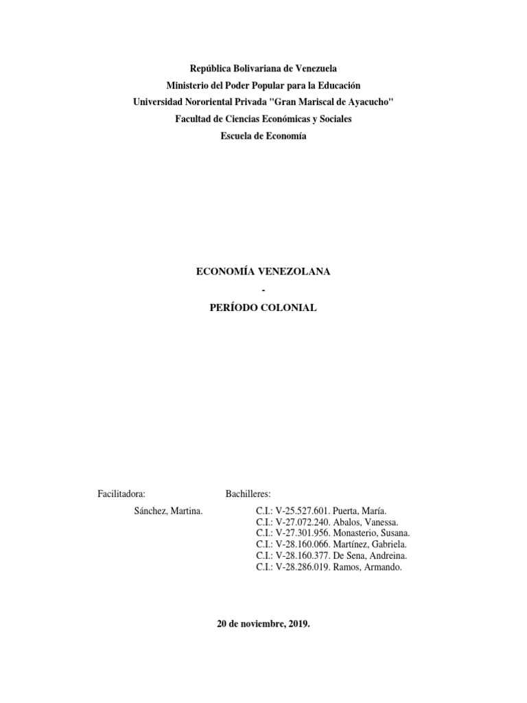 Economía Colonial en Venezuela | PDF | Imperio español | Agricultura