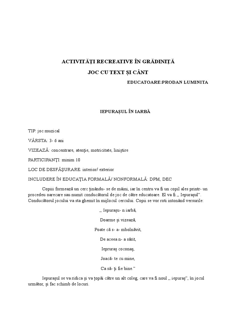 Iepurasul in Iarba - Doc JTC | PDF