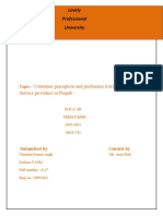 A Study of Consumer Preference and Precept Ion Towards Internet Service Provider in Punjab