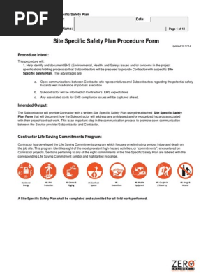 Site Specific Safety Plan