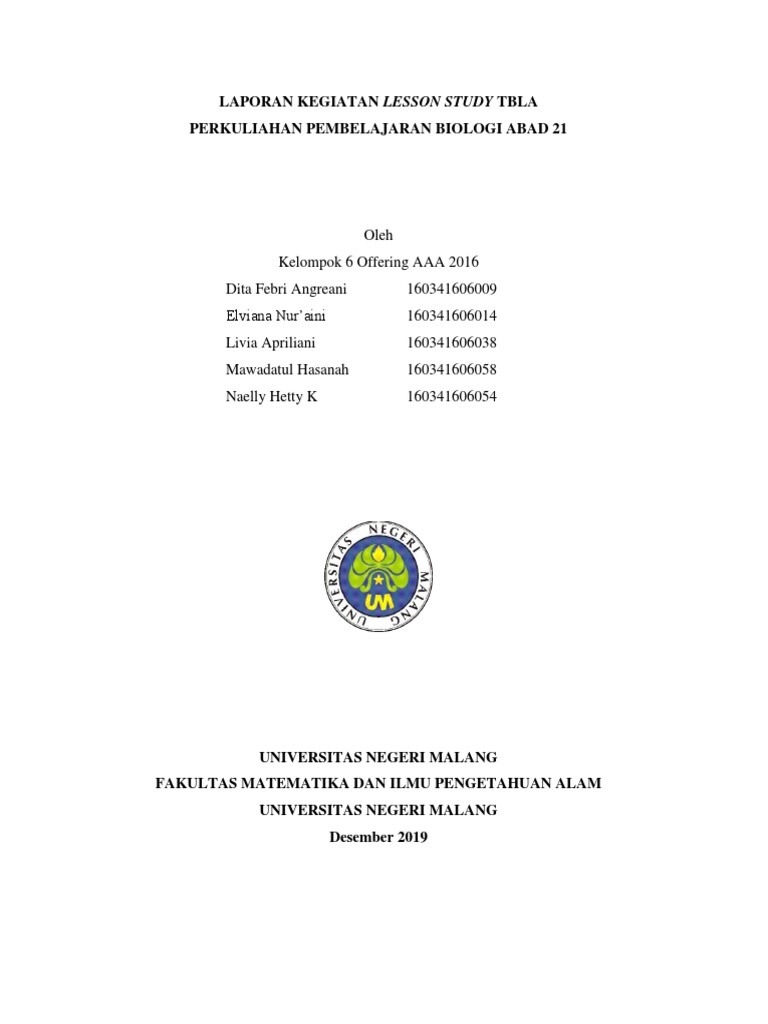Laporan Kegiatan Lesson Study Tbla