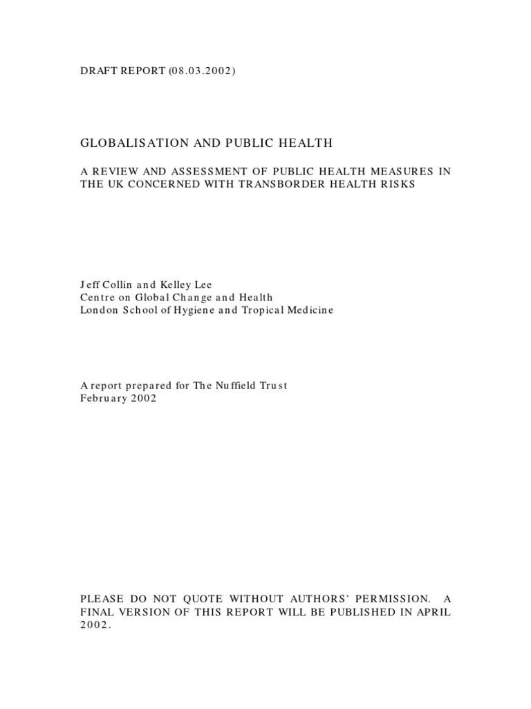 UK Public Health and Globalisation Risks | PDF | Risk | Globalization