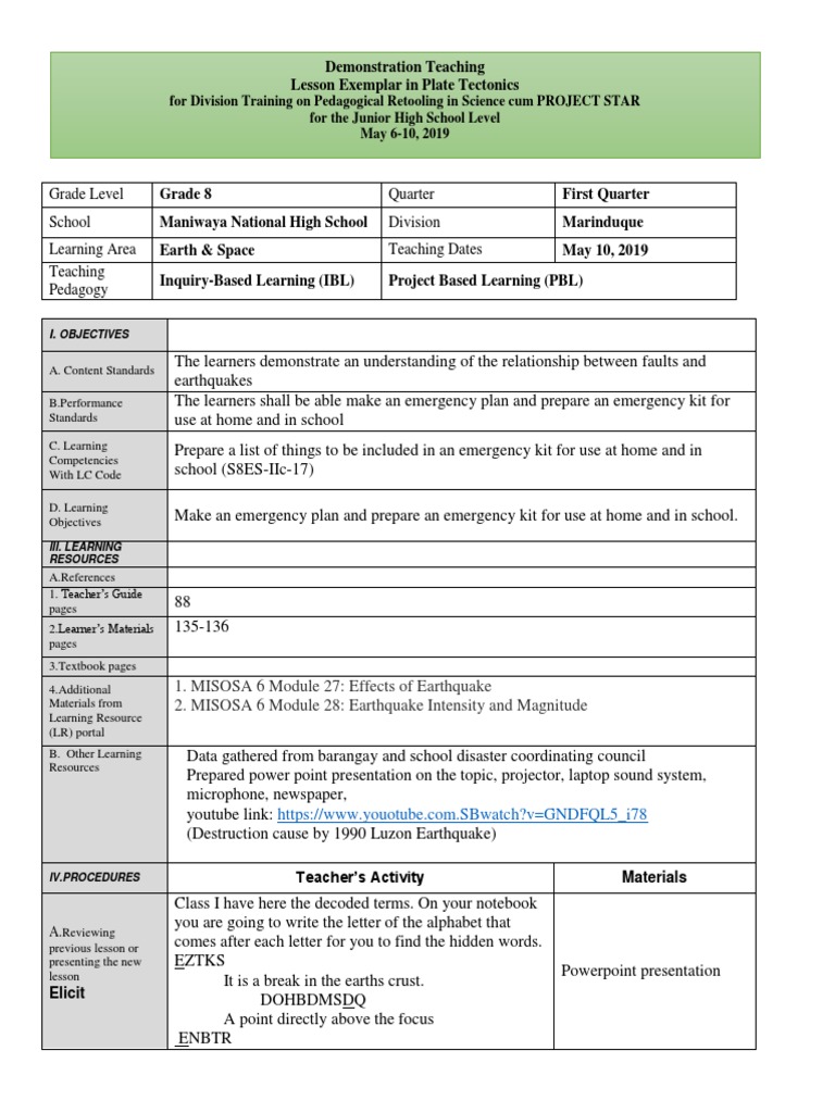 Emergency Kit Planning for Earthquakes | PDF | Rubric (Academic ...