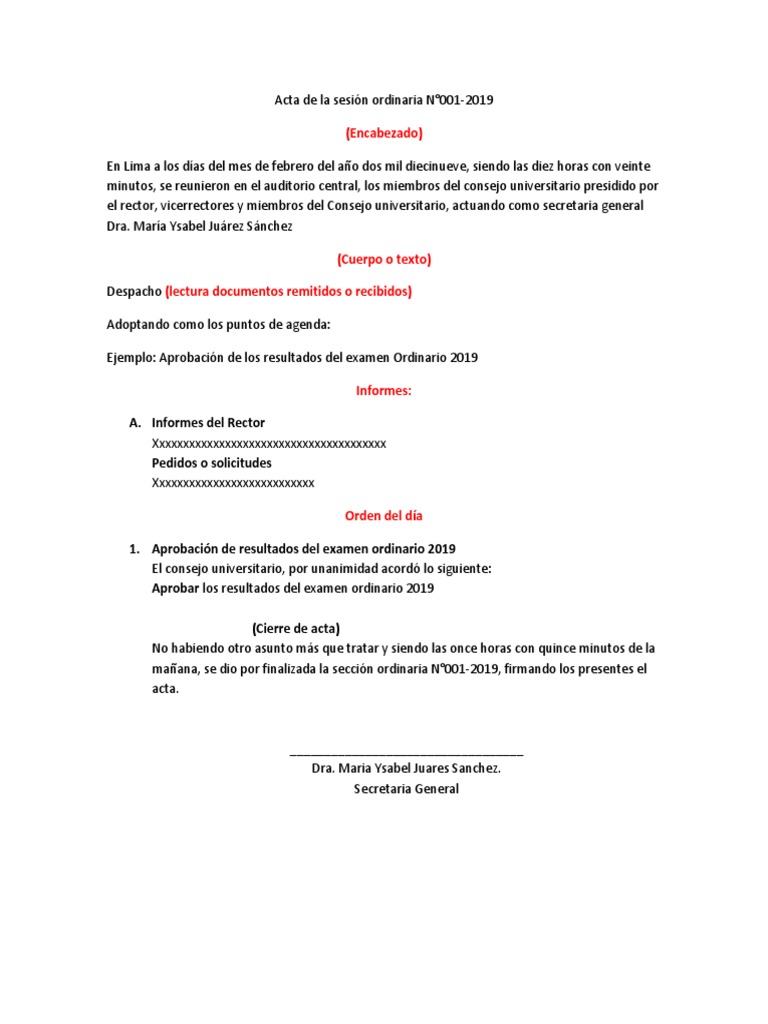 Encabezado de Acta Simple 001-2019 | PDF | Crecimiento personal y ...