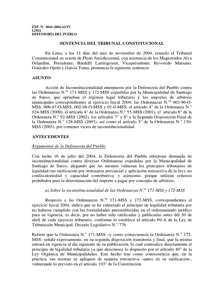 TC Exp. 0041 2004 Sentencia Del 11 de Noviembre de 2004 | PDF