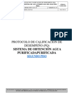 P-POL-601 Protocolo Calificación Desempeño Sistema de Agua Purificada Piso 2
