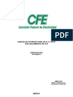 ESPECIFICACION CFE E0000-17 CABLE DE POTENCIA PARA 69 KV A 138 KV AISLAMEINTO XLP