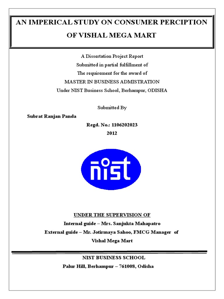 Consumer Perception of Vishal Mega Mart | PDF | Big Box Store | Retail