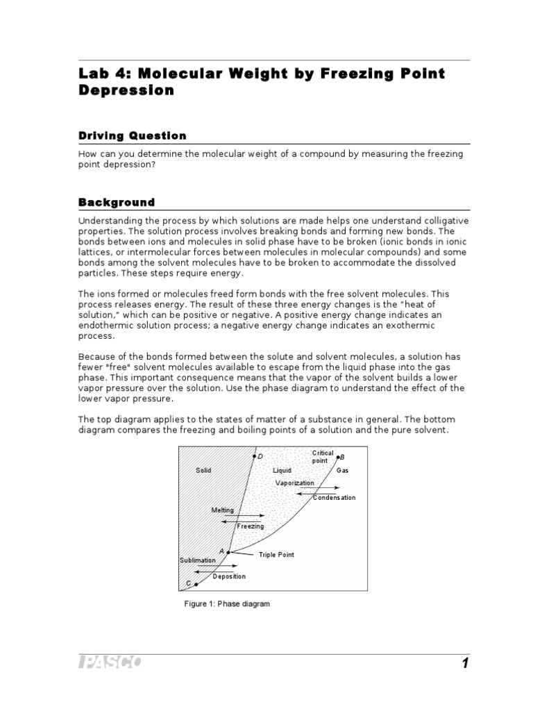 AC Lab 4 Molecular Weight Freezing Point I S PDF Melting Point