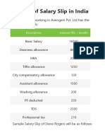 Format of Salary Slip in India