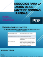 Proyecto de Creación de Una Empresa de Comida Rápida